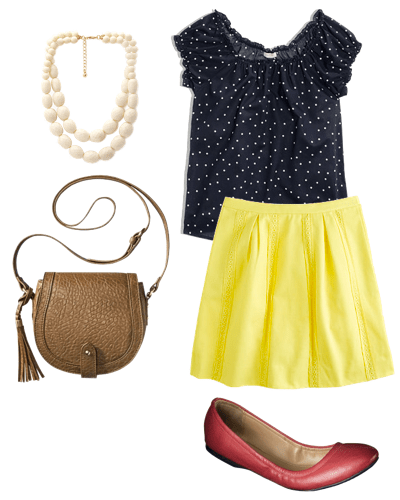 http://www.puttingmetogether.com/2014/06/mix-and-match-navy-polka-dot-top-and.html